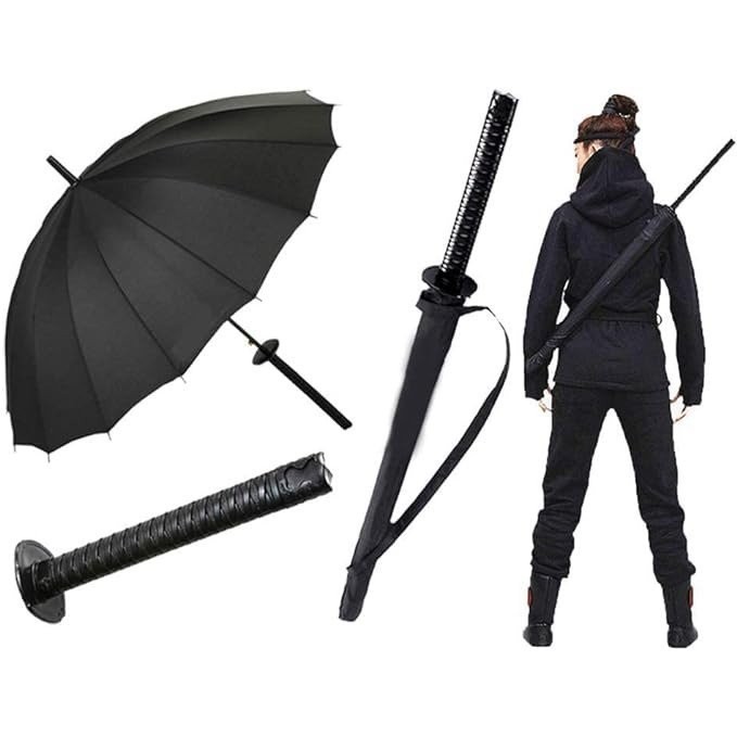 武士傘傘創意半自動武士傘,防風戶外傘。防曬傘黑色。最好的創意禮物