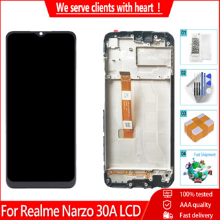 原裝 6.5" 適用於 Realme Narzo 30A RMX3171 LCD 觸控式螢幕顯示數字化儀元件 LCD 帶框架