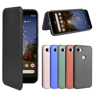日本書本式防摔殼適用谷歌Pixel 3a XL手機套Google Pixel 3A翻蓋磁扣耐髒耐磨碳纖維皮套
