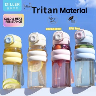 【LUCKY】DILLER 耐高溫塑膠運動水壺雙飲吸管杯TRITAN便攜水壺大容量密封防漏水隨行杯700ml