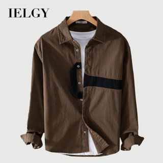 IELGY 男士設計感長袖襯衫春秋個性拼接外套