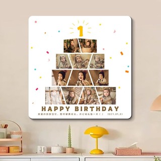 寶寶成長記錄蛋糕款周歲相框十二宮格12個月生日紀念照片寶寶成長記錄蛋糕一歲相框掛在牆上jdsh20250317