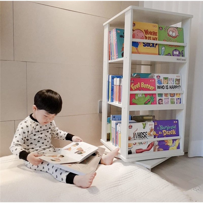 韓國INS旋轉書架360度落地書櫃兒童繪本架簡約家用學生收納置物架