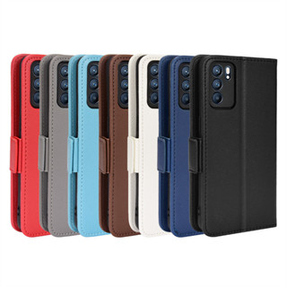 免運✅臺灣現貨✅適用OPPO Reno6 5G手機殼側扣荔枝紋皮套翻蓋保護套插卡錢包支架保護套
