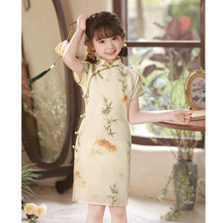 古裝漢服 日單女裝 2025夏款古風漢服女童旗袍洋裝新款兒童裝改良新中式古箏表演服