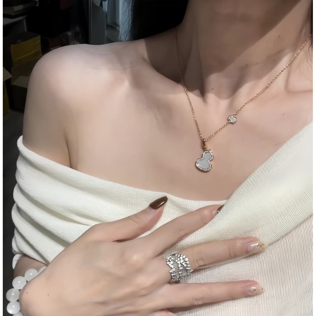 V 金白貝木麒麟葫蘆項鍊手鍊套裝 250309