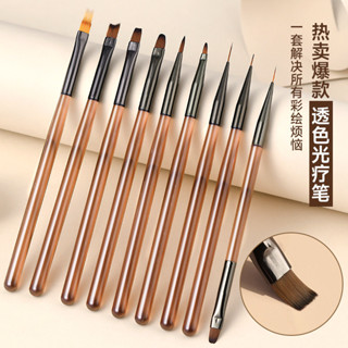 ✅美甲筆刷全套拉線建構光療彩繪法式圓頭畫指甲工具套裝持久底膠