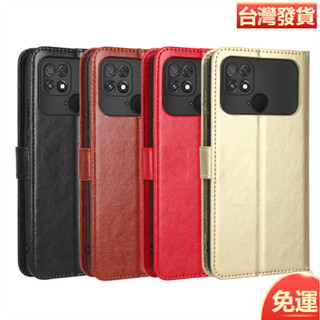適用小米Poco C40手機殼Xiaomi Poco C40手機皮套翻蓋瘋馬紋插卡