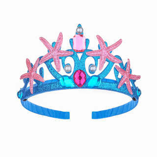 女孩公主珍珠海星卡通頭箍 寶寶海洋主題頭飾髮箍美人魚亮粉皇冠