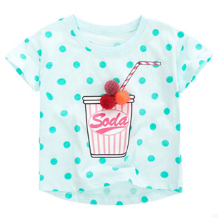Cotton TShirt FOR KIDS 女孩可愛波點上衣女嬰純棉休閒時尚短袖T恤上衣【IU貝嬰屋】