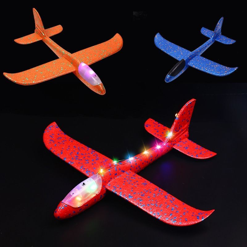 大號手拋飛機玩具戶外發光滑翔機航模兒童迴旋投擲泡沫飛機模型