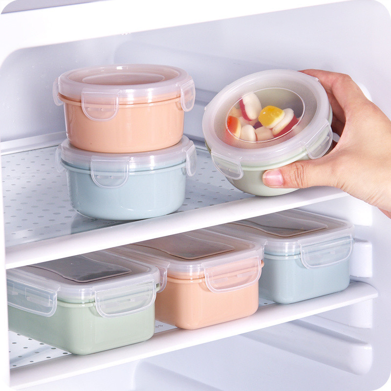 迷你家用塑膠保鮮盒帶蓋便當盒冰箱冷凍收納盒食品密封盒收納盒#24422