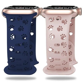 狗紋矽膠錶帶雕刻錶帶相容 Apple Watch Series 9 8 7 6 5 4 3 SE 2 1 iWatch