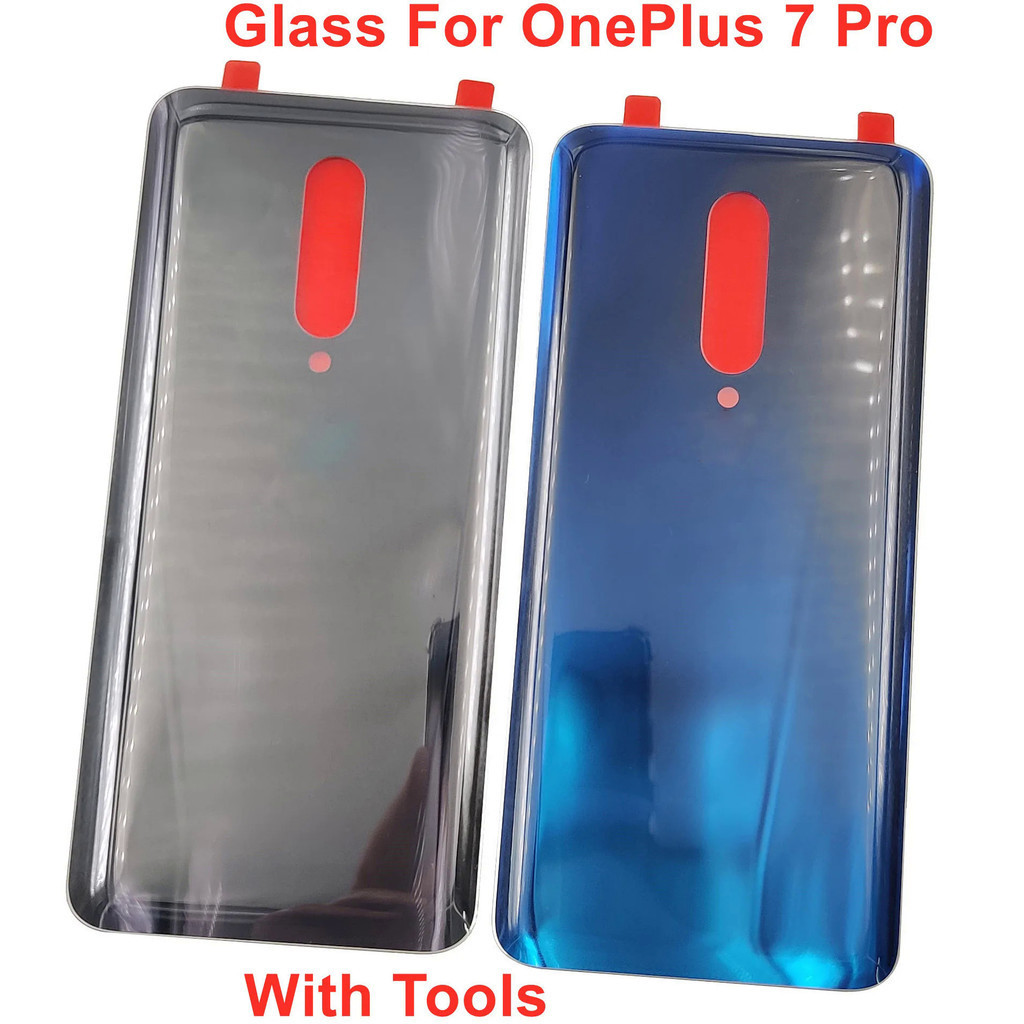 Oneplus 7 Pro 後門蓋玻璃蓋硬電池蓋後殼面板外殼 + 原裝膠水貼紙