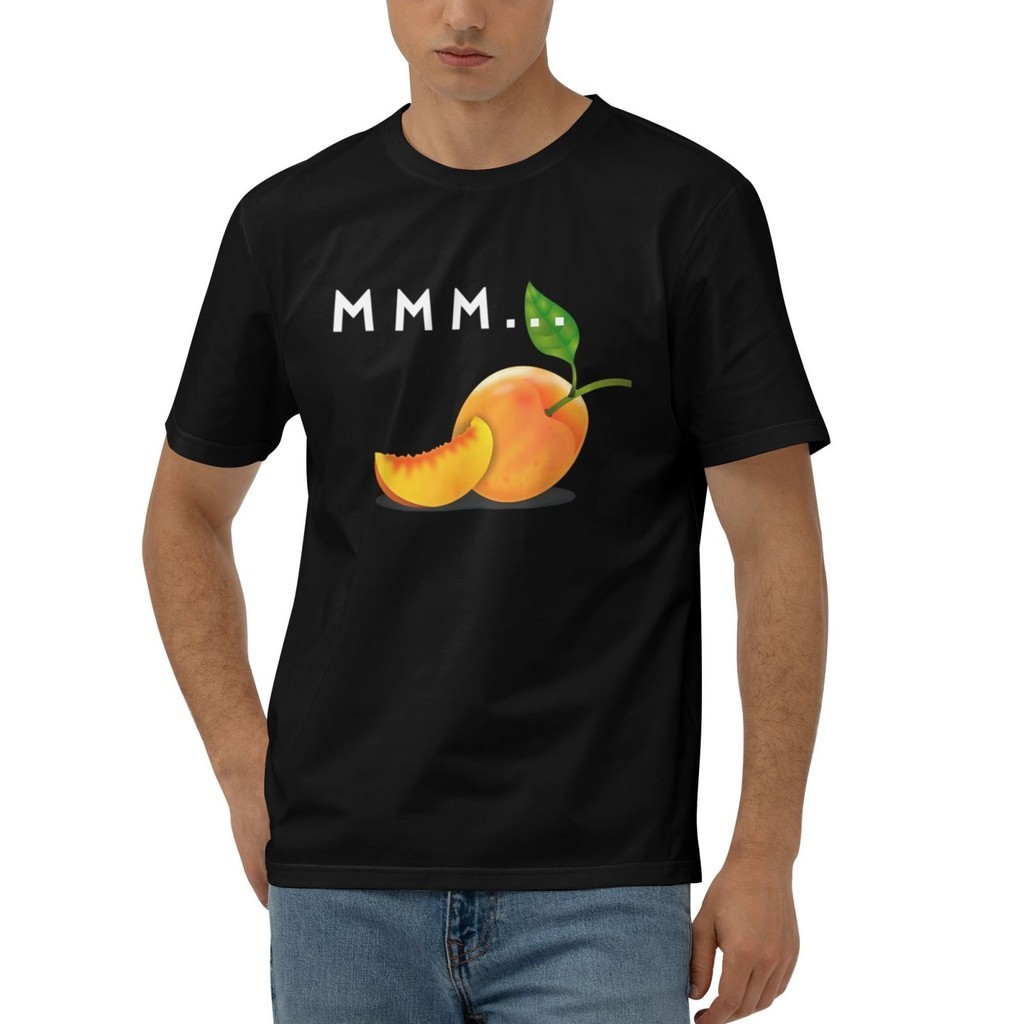 果味水果黃桃男士 T 恤高品質時尚 T 恤