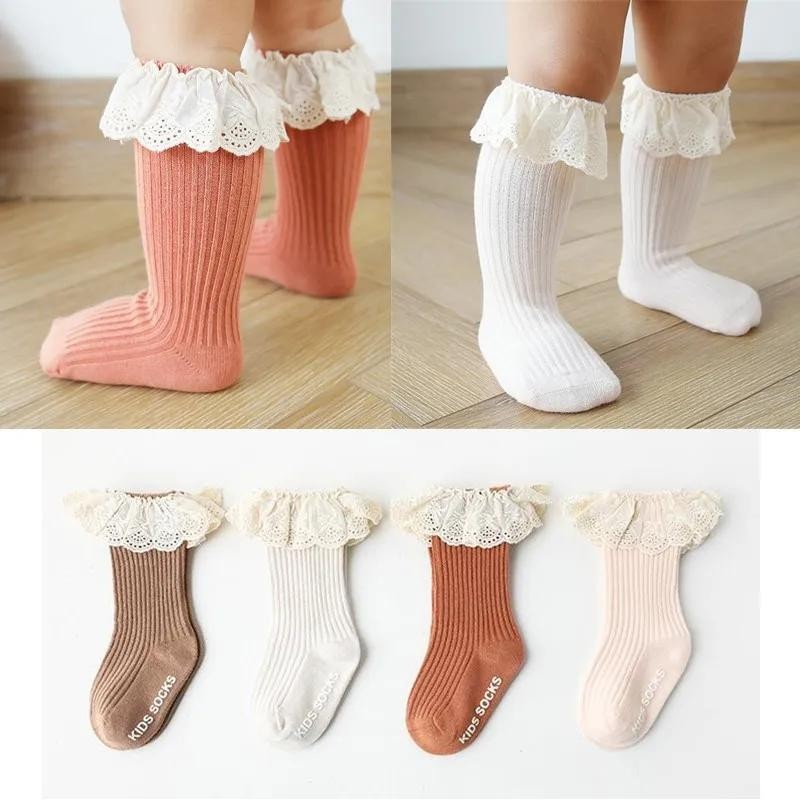 新生兒嬰兒兒童及膝高蕾絲襪幼兒防滑棉嬰兒襪
