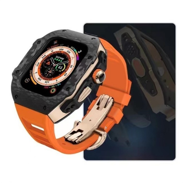 適用AppleWatch Ultra2改裝理查德碳纖維保護殼iwatchS9錶帶手錶