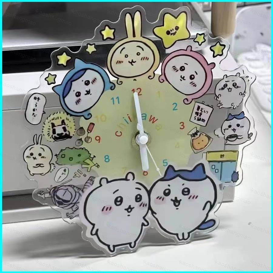 Qw 卡通亞克力時鐘送給女孩的禮物 Chiikawa Crayon Shin-chan Haikyuu 時鍾家居裝飾辦公