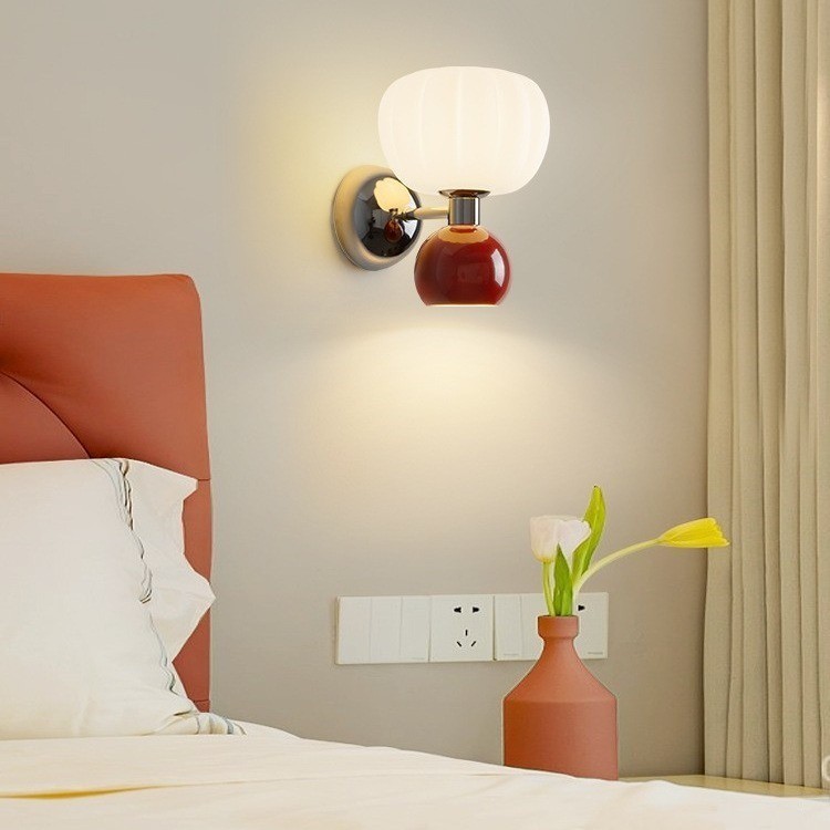 法式奶油風簡約臥室床頭壁燈客廳房間背景裝飾燈南瓜過道照明燈具