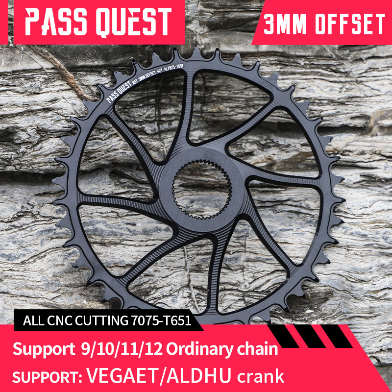 Pass QUEST 轉子礫石自行車 3mm Offest HOLLOW 圓形窄寬鏈輪直接安裝曲柄 9-12 速 ​​鏈