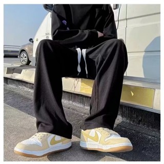 【HOT 本舖】男裝 S-3XL 華夫格褲子男 夏季韓版 潮流ins 直筒闊腿休閒長褲 高街寬鬆運動衛褲子
