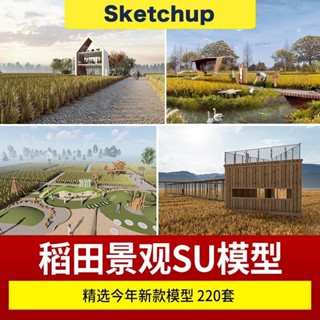 【SU模型】 美麗鄉村稻田農莊民宿餐廳咖啡廳景觀田園公園野餐露營網紅 SketchUp 設計素材