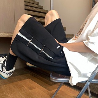 【HOT 本舖】男裝 M-3XL 新中式 盤扣運動短褲男 夏季潮牌 重磅拼接 五分褲 寬鬆直筒 大碼休閒褲