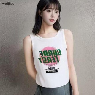 Wei 2025夏季復古無袖工字形設計小眾時尚字母吊帶上衣ie