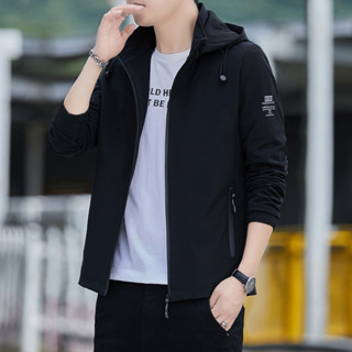 D0327-新款男士連帽夾克 夾克男春秋季外套 休閒潮流男裝 男士可拆卸連帽防風上衣