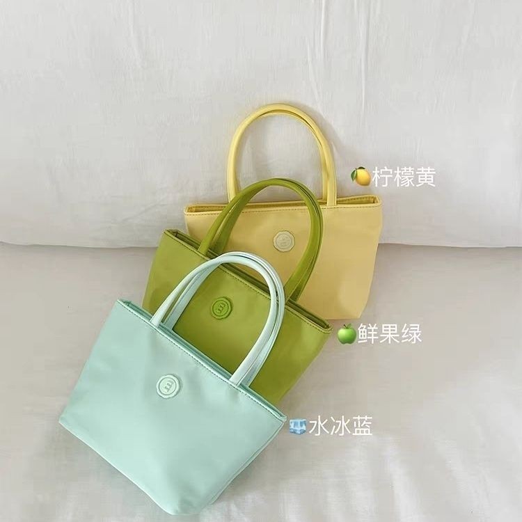 【TINA STUDIO】復古綠色小包包 馬卡龍色手提包 高級感小眾設計尼龍包 韓國小包包
