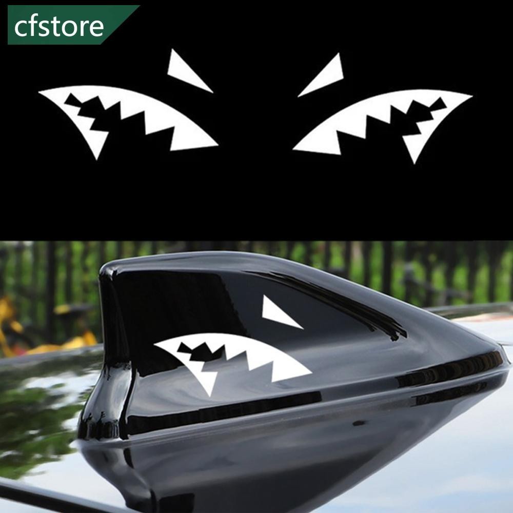 Cfstore 2 件汽車貼紙反光鯊魚鰭天線鯊魚嘴乙烯基貼花 K1R5