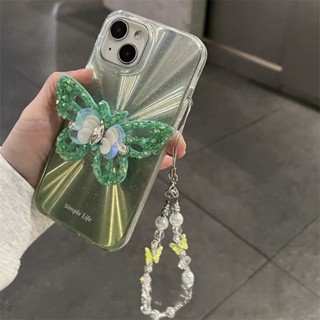 時尚 可愛 韓國ins綠色鐳射適用iPhone14promax手機殼蘋果13p蝴蝶