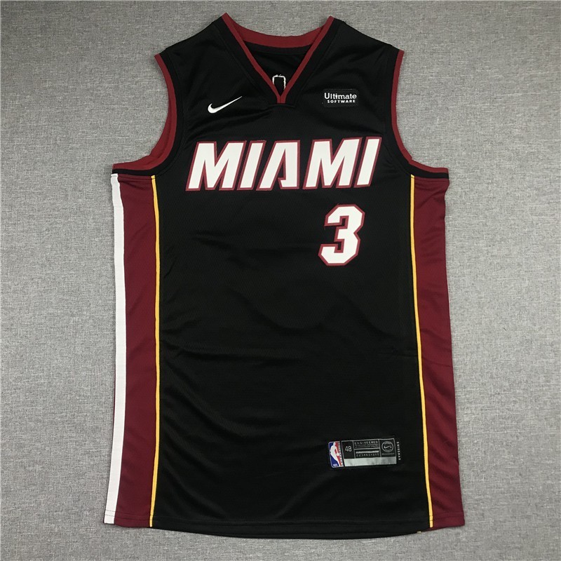 【10款】NBA球衣邁阿密熱火3號WADE 2020賽季黑色籃球球衣