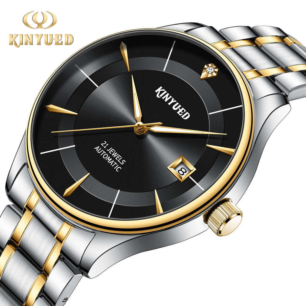 KINYUED 新款男表經典休閒機械手錶 鑲鑽全自動機械錶 簡約男士商務手錶 鋼錶帶 K052