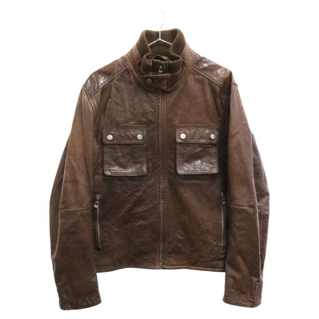BRAUN HUGO BOSS PWA 5夾克外套 外衣 外套十二 二十八 拉鍊拉上 棕色 皮革 日本直送 二手