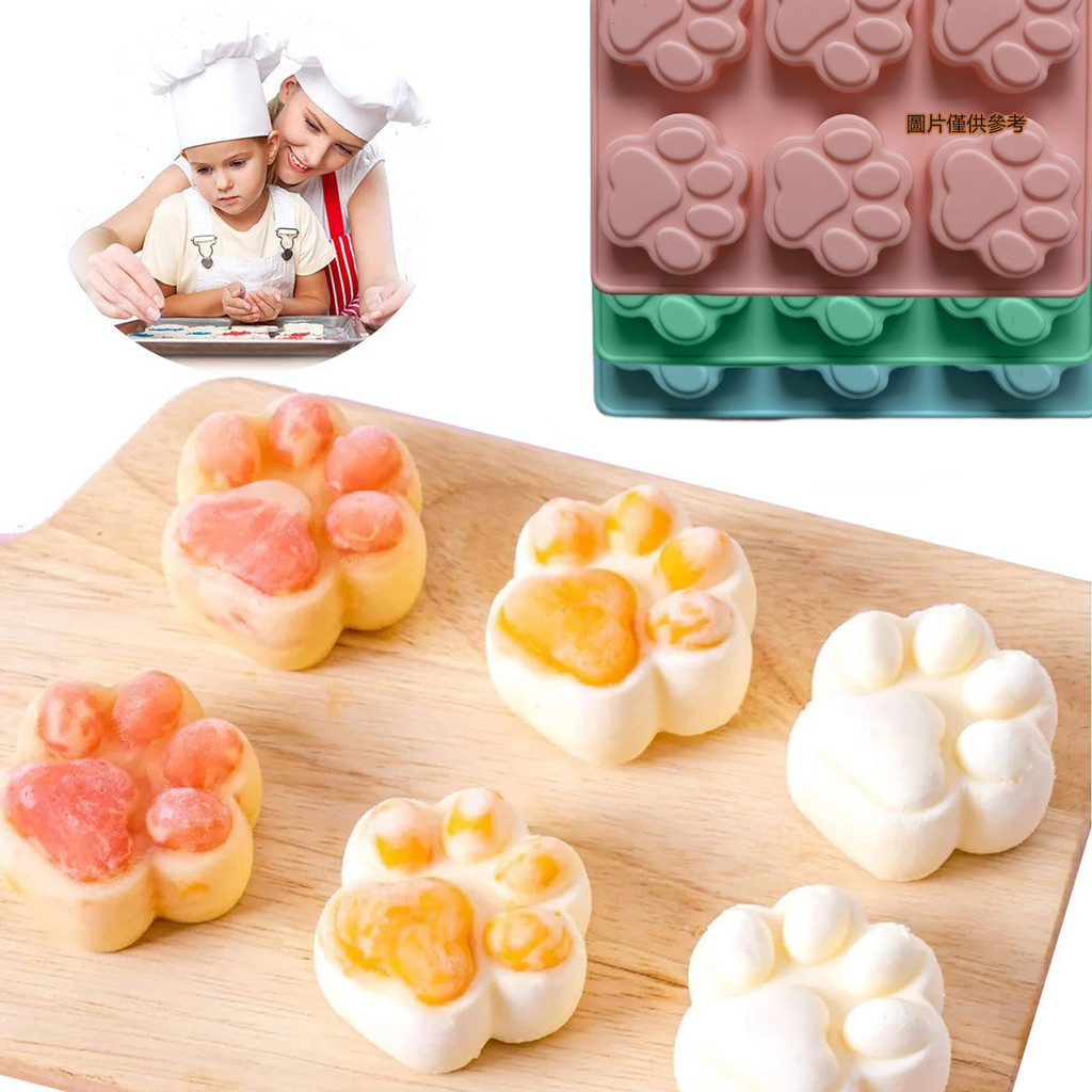 [陽光家居]2pcs矽膠6連貓爪蛋糕模具 雪糕果凍布丁肥皂蛋糕模具烘焙工具