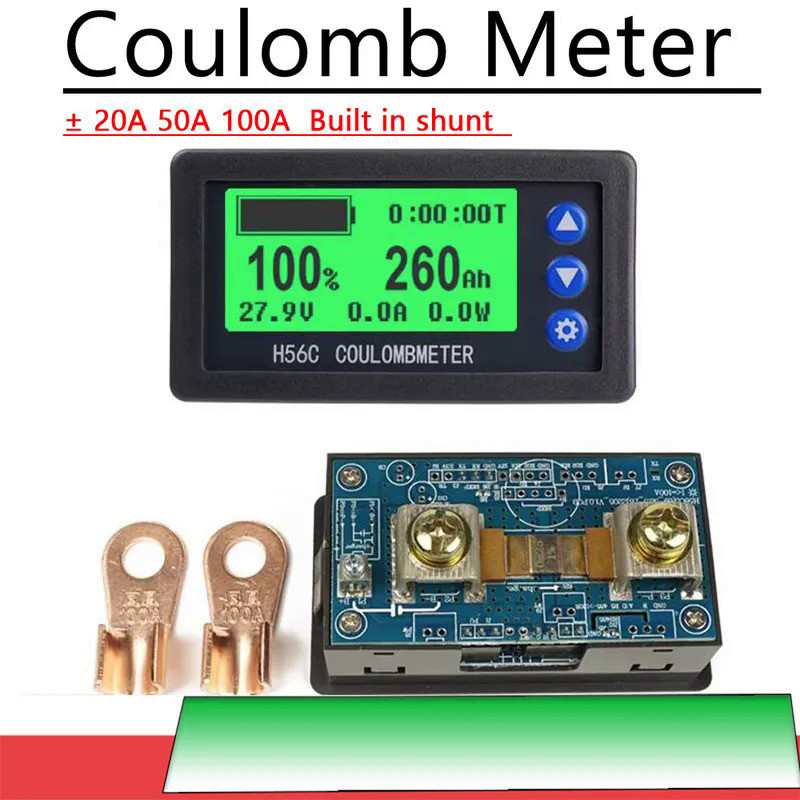 Coulomb Meter 50A 100A Lifepo4鉛酸鋰離子鋰電池顯示器充放電功率顯示12V 24V 36V
