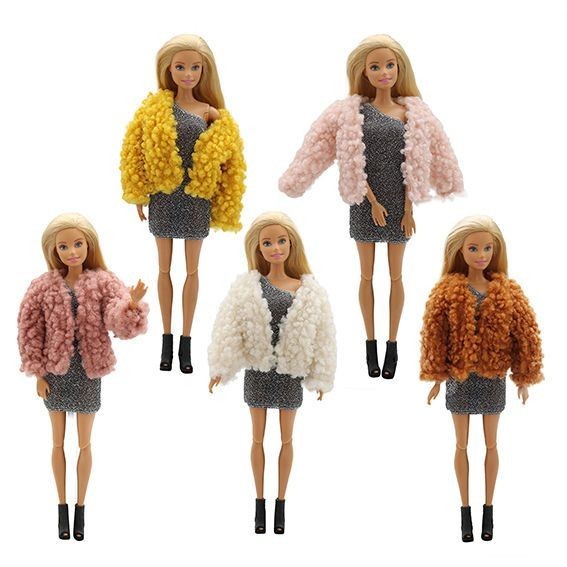🍒30公分六分娃泰迪卷皮草大衣外套娃娃洋裝時尚換裝娃娃芭比兒童女孩玩具生日禮物