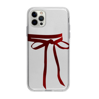 紅絲綢蝴蝶結適用iPhone15promax手機殼14pro保護殼軟12pro簡約15透明11創意12mini小眾13p