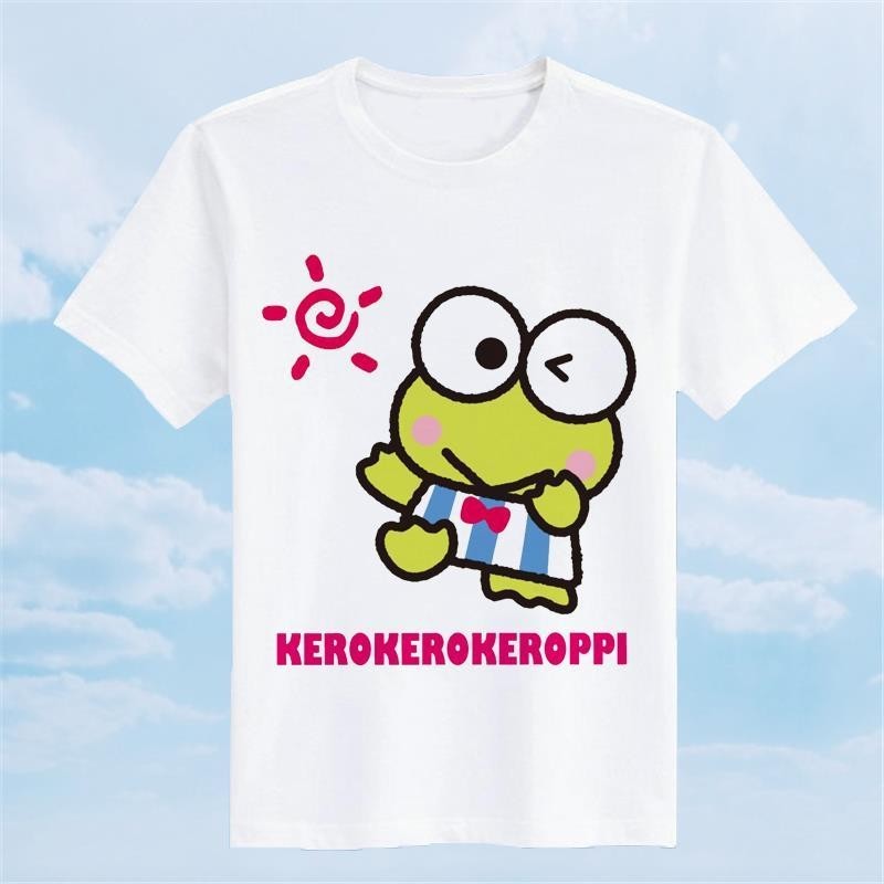 【熱銷】大眼蛙可洛比Keroppi可愛青蛙萌妹衣服夏親子裝短袖t恤上衣情侶裝 卡通動漫 送朋友禮物