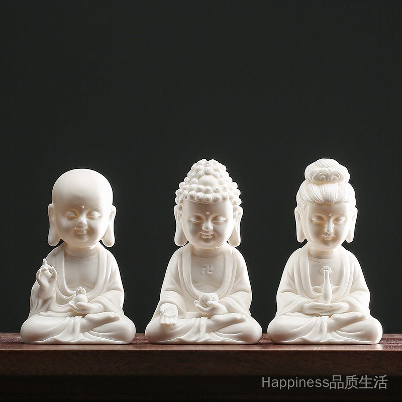 ✨24小時出貨✨德化白瓷陶瓷手工藝品娑婆三聖佛像人物擺件家居客廳供奉桌面擺設