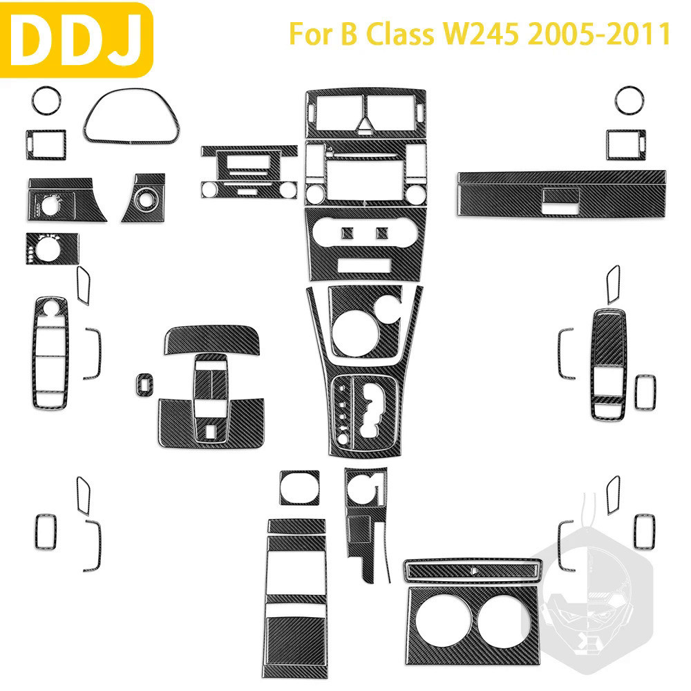 適用於賓士Benz C 級 W203 2005-2007  碳纖維卡夢內飾出風口面板套裝貼紙裝飾