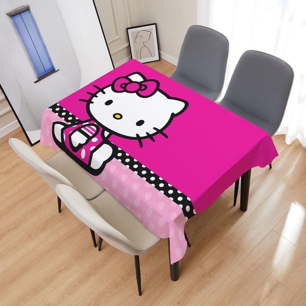 兒童學習桌布 桌布粉色卡通 Hello Kitty 女孩化妝臺桌布 家具裝飾桌布 背景布 生日派對裝飾桌巾