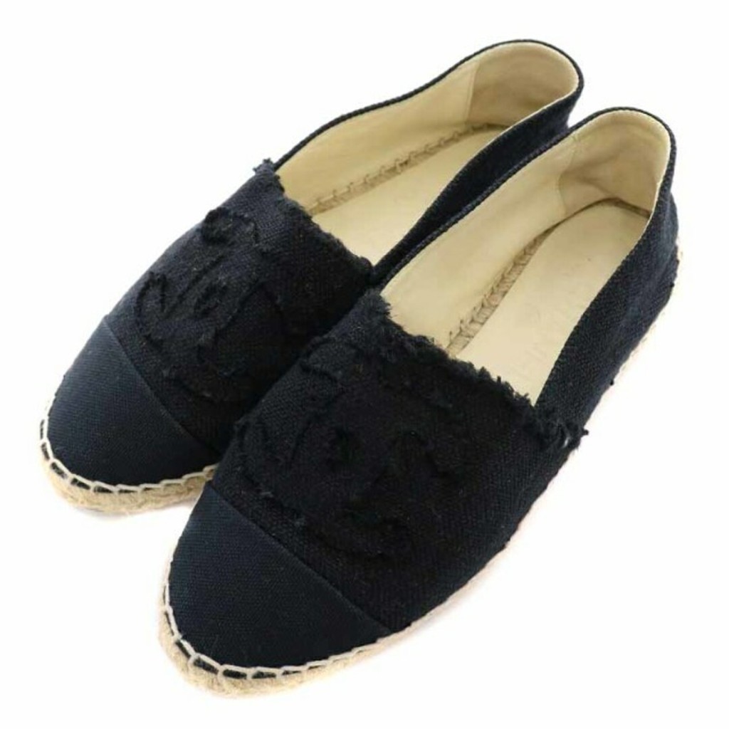 CHANEL 香奈兒鞋子帆布 雙c標誌黑色 日本直送 二手