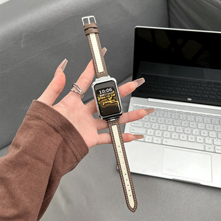 OPPO Band 2 OPPO 手環2 英倫風帆布皮錶帶 OPPO Watch Free 手腕帶 搭配金屬框 一體錶帶