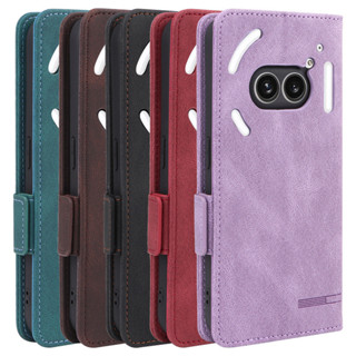 日本書本式適用Nothing PHONE (2a)手機套翻蓋插卡五金磁吸扣復古商務對吸皮套側掀防摔殼套