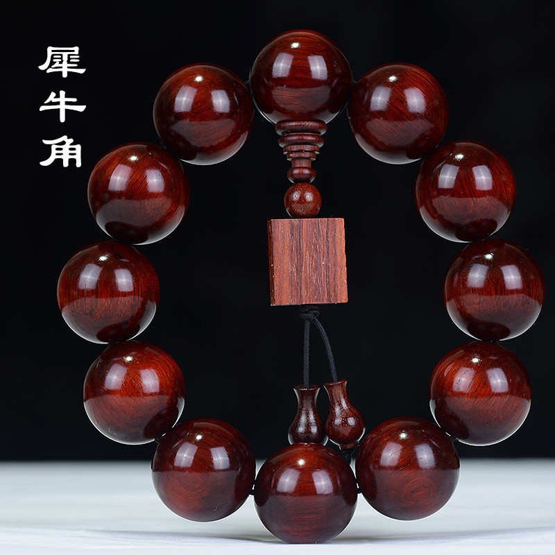 犀牛角 小葉紫檀佛珠 手串 手鏈 高密老料沉水 紅木念珠 文玩