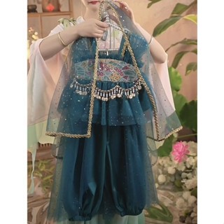 【臺灣出貨】女童異域風情茉莉公主風網紗民族服裝兒童表演出舞蹈夏裝兩件套裝