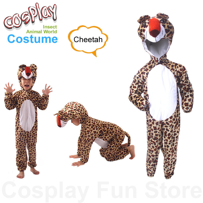 獵豹cosplay服裝兒童動物套裝演出服兒童派對卡通連體衣學生舞台劇舞蹈服造型服
