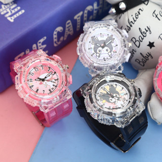 卡通兒童手錶 LED 燈手錶女學生彩色閃光模擬手錶 Hello Kitty